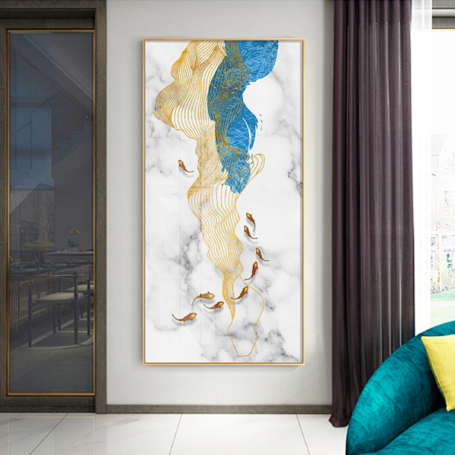 现代简约玄关装饰画竖版走廊过道挂画招财风水壁画客厅入门晶瓷画-tmall.com天猫