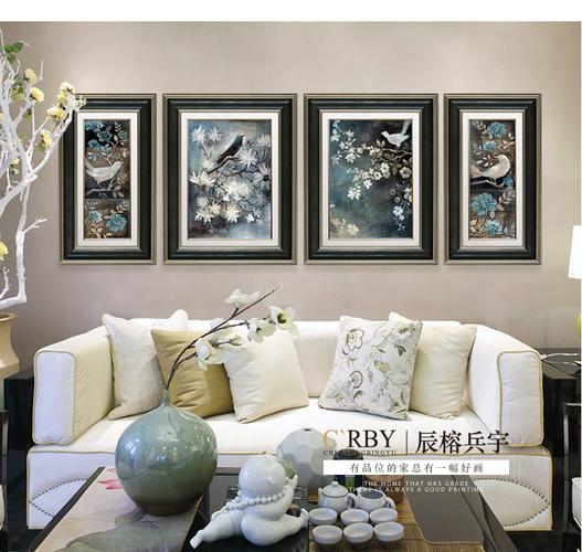 现代美式沙发背景墙画客厅装饰画欧式古典玄关书房办公室壁画挂画